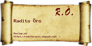 Radits Örs névjegykártya